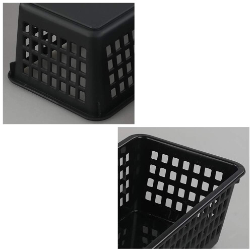 Gitany Black Plastic Baskets Set of 6, Rectangle Slim Storage Basket 2
