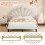 ModernLuxe Upholstered Double Bed, 4FT6 Bed Frame with Adjustable Chic Petal Headboard, Solid Wooden Slatted Frame, No Box Spring Needed 5