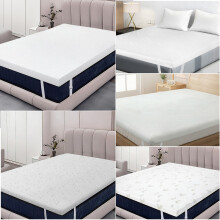 (SoftTop Double 8cm) Lavio Cooling Memory Foam Mattress Topper Bamboo Soft Breathable Elastic Strap