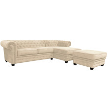 Corner Sofa Cream Fabric Right Hand Crn +Footstool