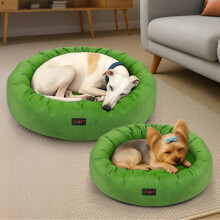 (S/65x65x19CM) Donut Dog Bed Velvet Calming Washable Large Small