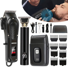 Cordless Professional Hair Clippers Machine Trimmer Kit Men Hair Cutting Barber