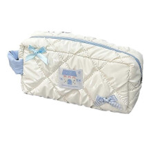 Pencil Case Blue Bow Pen Bag Girl Heart Stationery Portable Storage Bags Zipper