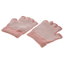 Non Slip Half Finger Yoga Gloves, Breathable Knit, Fingerless Design, Slip Palm Grip, Pink, For Fitness Training, Size M