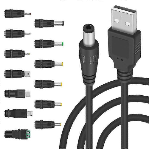 Câble d'alimentation et de charge 5 V CC avec prise jack 2,1 mm, câble d'alimentation USB vers CC 2025