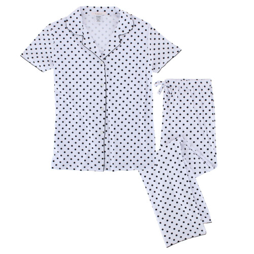 Gabriella Women's Notched Collar Polka Dot Pyjama Set