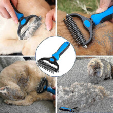 Professionelles Hunde- und Katzenpflege-Set mit Kamm und Bürste, Unterfellentferner und Fellpflege-Werkzeug für langes Fell, Pink,
