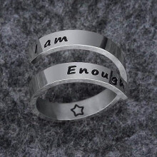Edelstahlringe mit Gravur „Ich bin genug“ – Inspirierende Geschenke – Verstellbarer Ring – Schmuck für Männer, Frauen und Teen