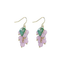 25-26 3D grape earrings for women green grapes fruit tassel earrings fruits leaf cluster
