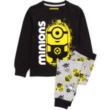 (9-10 Years, Black/Grey/Yellow) Minions Boys Long Pyjama Set