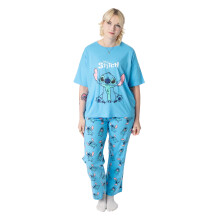 (XL, Blue) Lilo & Stitch Womens/Ladies Short-Sleeved Pyjama Set