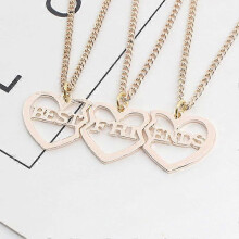 Collares de mejores amigas, collar de amistad con corazón entrelazado, collar BFF para 3 niñas, colgante a juego para mujeres y ni
