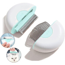 Peine de masaje para mascotas, peine de concha 2 en 1 de doble curva para levantar y dar volumen, con diseño ergonómico, cerdas re