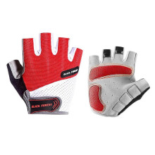 Guantes deportivos de ciclismo de medio dedo, transpirables, antideslizantes y con absorción de impactos para hombre/mujer (rojo)