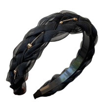 1 diadema de hilo trenzado de red con borde ancho