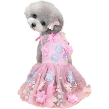 Luxurious Dog Dress for Special Occasions, Skin-Friendly Breathable Fabric with Embroidery Plum Blossom, Suitable for Small Dogs and Ca