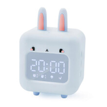 Rabbit-Themed Alarm Clock with Built-in Relaxing Music, Timing Night Light for Children's Bedtime Routine, Magnetic Function for Easy P