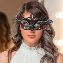 25-26 Halloween halfgezichtsmaskers, feestmaskers, maskeradebalmaskers, strassmaskers, feestaccessoires voor dameskostuu