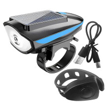 25-26 Rechargeable Solar Bike Lights with Horns Solar/USB Charging Bike Horns Light for Night Riding