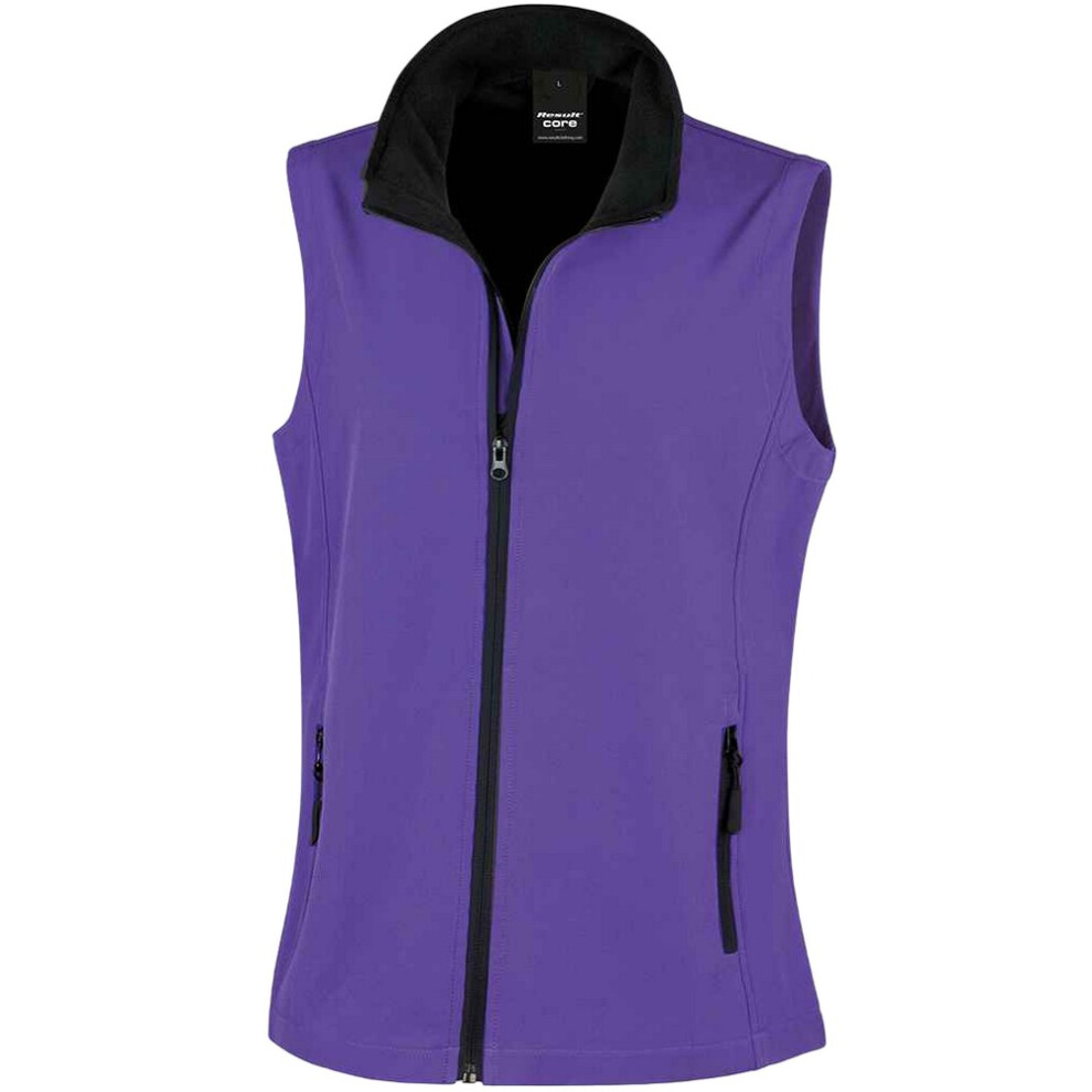 Result (Xl, Purple/Black) Womens/Ladies Core Printable Soft Shell Bodywarmer