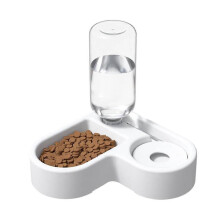 Automatic Cat Water Fountain - Gravity Feed Double Bowl with Spatter Proof Guard