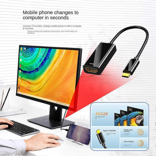 Type-C naar HDMI 4K-adapter - High Definition, geen stuurprogramma nodig, compact 2