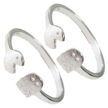Anello a coda con apertura a forma di orecchio di gatto in argento sterling S925, con artigli che si circondano a vicenda.