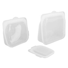 25-26 3 pezzi Sacchetti multiuso per alimenti a tenuta stagna, lavabili in lavastoviglie e adatti al microonde con chiusura a zip.