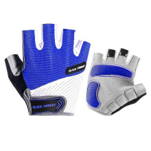Guanti da ciclismo sportivi a mezze dita, traspiranti, antiscivolo e ammortizzanti per uomo/donna (blu)