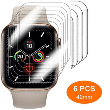 Shield Master per Apple Watch, pellicola trasparente HD autoriparante, confezione da 6 per serie 1-5 (38/40 mm)