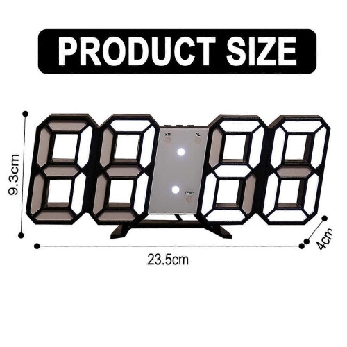 3D LED Digital Alarm Clock Table Wall Modern Alarm Clock Multifunctional Number Time Clock, Brightness Adjustable Snooze Function Tempe 1