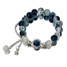 Pulseira com Pendente de Estrela e Borlas, Pulseira Delicada com Contas de Cristal para Meninas