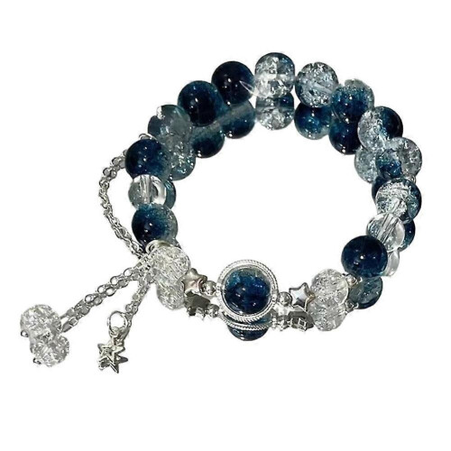 Pulseira com Pendente de Estrela e Borlas, Pulseira Delicada com Contas de Cristal para Meninas