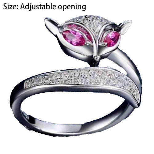 Adjustable fox tail stylish ring anniversary jewelry gift 1