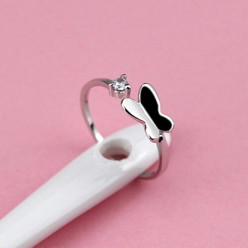S925 sterling silver cat ear opening tail ring claws surround each other 2