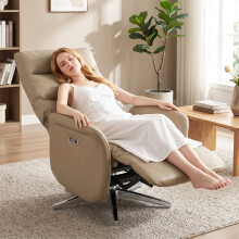 HOMCOM Recliner Armchair, Swivel Recliner with Type C+USB, Brown
