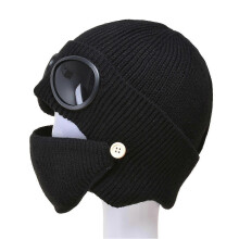 Căciulă tricotată cu design aviator pentru ciclism toamna-iarnă și protecție facială
