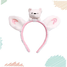 Feestaccessoires: Hoofdband voor kinderen met kattenoortjes, haarband met ijsbeerdesign, witte haaraccessoires voor meisjes