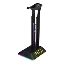 Suport pentru căști de birou, suport RGB pentru căști cu bază metalică, 7 moduri de culoare pentru o ambianță perso
