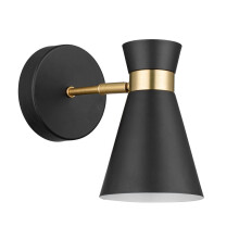 Aplica de perete LED cu baterii și telecomandă, negru mat și auriu, lumină reglabilă