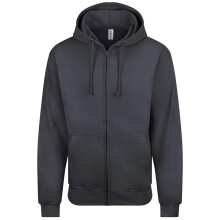 (L, Solid Charcoal) Awdis Plain Mens Hooded Full Zip Hoodie / Zoodie