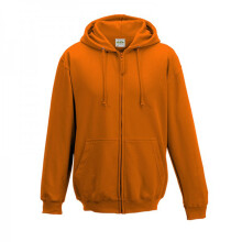 (L, Orange Crush) Awdis Plain Mens Hooded Full Zip Hoodie / Zoodie