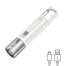 Mini lanternă LED COB cu lumină laterală, telescopică cu zoom, cârlig de încărcare USB