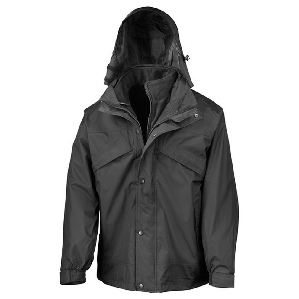Result (M, Black) Mens Zip And Clip Waterproof 3 In 1 Jacket