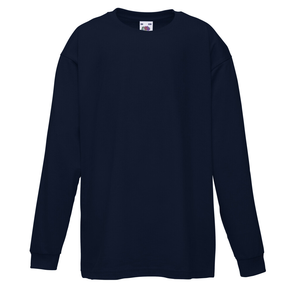 Fruit Of The Loom (12-13, Deep Navy) Childrens/Kids Long Sleeve T-Shirt (Pack Of 2)
