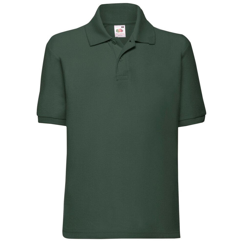 Fruit Of The Loom (5-6 Years, Bottle Green) Childrens/Kids 65/35 Plain Pique Polo Shirt