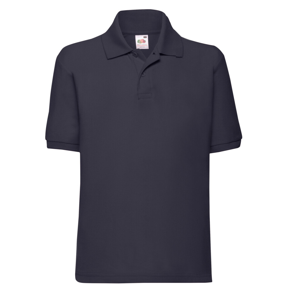 Fruit Of The Loom (12-13 Years, Deep Navy) Childrens/Kids 65/35 Plain Pique Polo Shirt