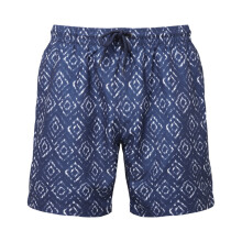 (L R, Navy/White Aztec) Wombat Mens Diamond Swim Shorts