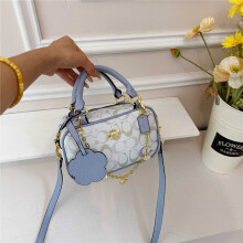 (Blue, 21*13*7) Handbag Camellia Pendant Chain Crossbody Bag Portable Shoulder Bag