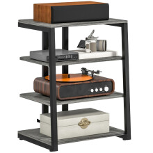 HiFi Stand, with Four Storage Shelves - Dark Grey